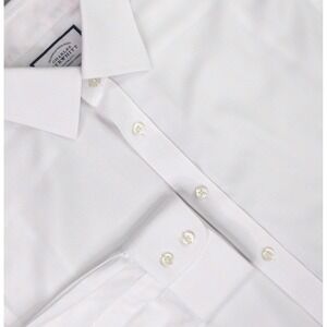Charles Tyrwhitt Shirt Mens 16.5 34/35 White Solid Classic Fit Non Iron Cotton